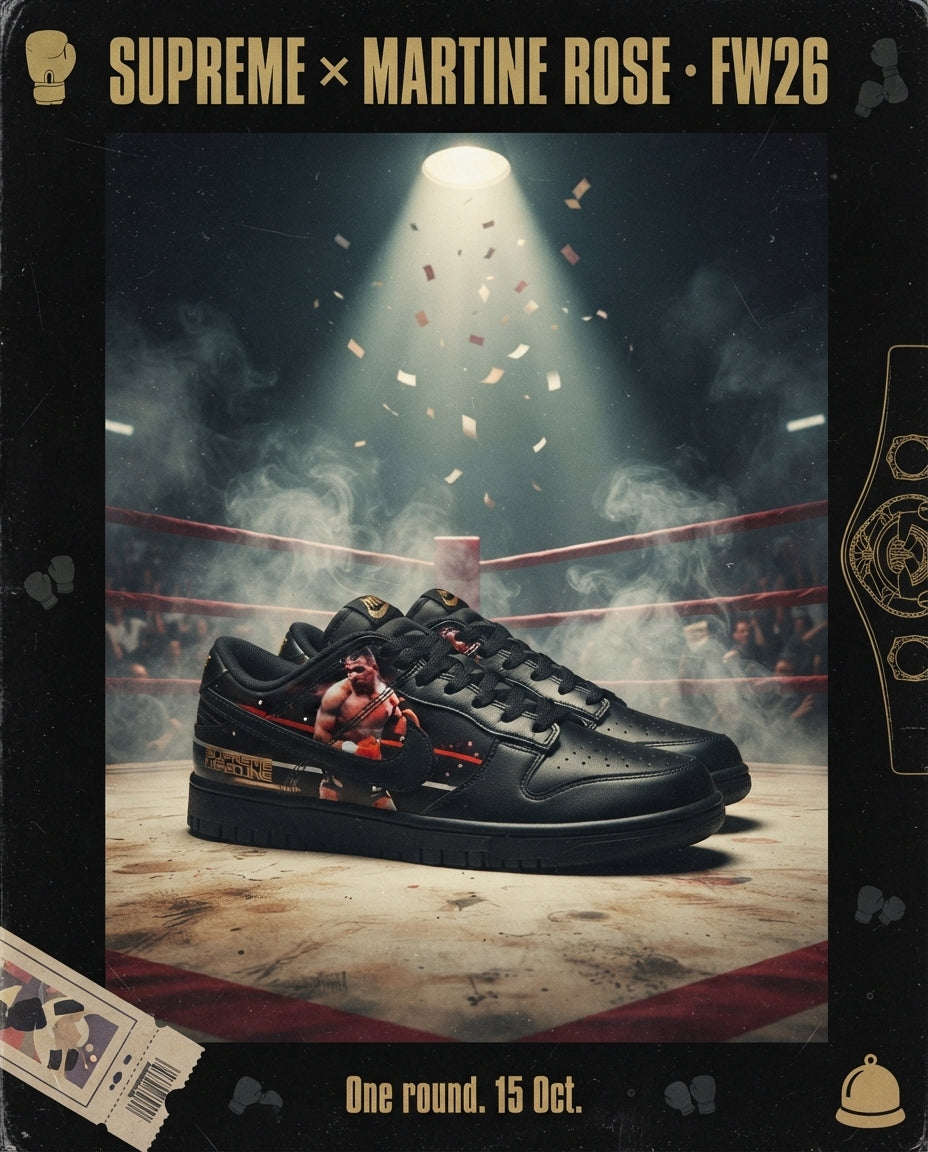Iron Mike On A Dunk: Supreme x Martine Rose FW26 Collection Lands With A Boxing-Themed Nike Collab