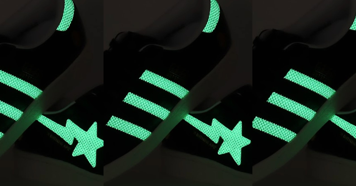 A Sneak Peek of the Glow in the Dark Bape X Adidas X Atmos Superstar