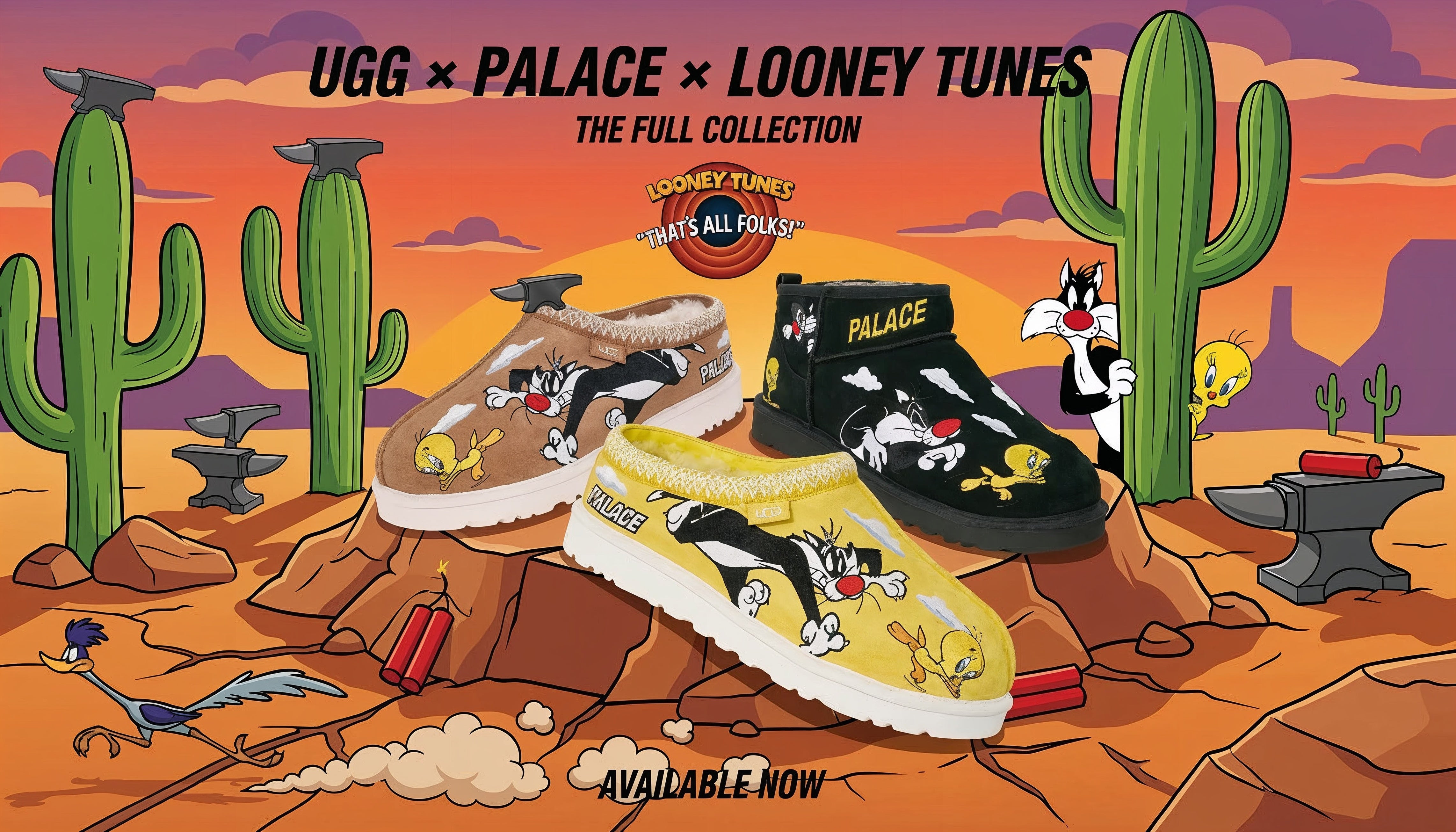 UGG x Palace x Looney Tunes Capsule: Tasman Slipper and Ultra Mini Boot