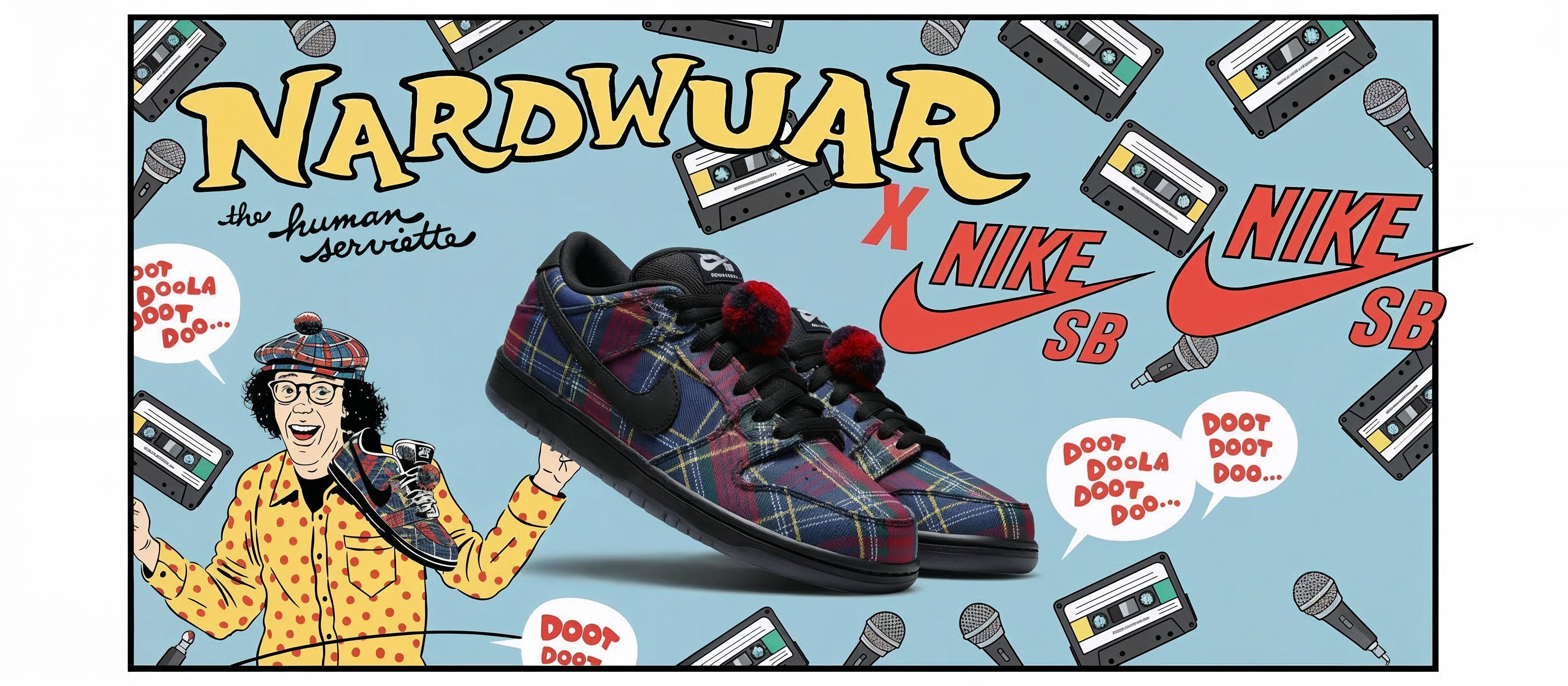 Nardwuar x Nike SB Dunk Low Red Blue