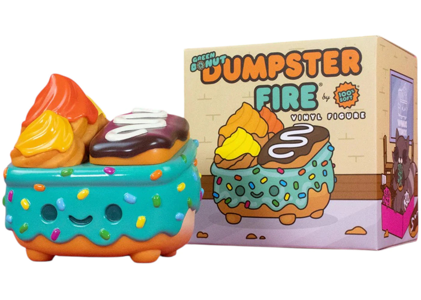 100% Soft Dumpster Fire Donut Green Vinyl Figure