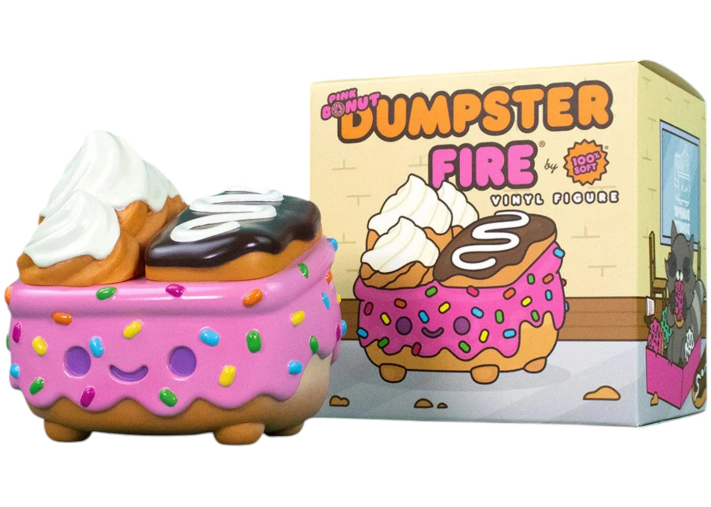 100% Soft Dumpster Fire Donut Pink Vinyl Figure