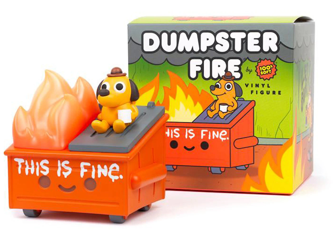 100% Soft Dumpster Fire This Is Fine Figure Orange