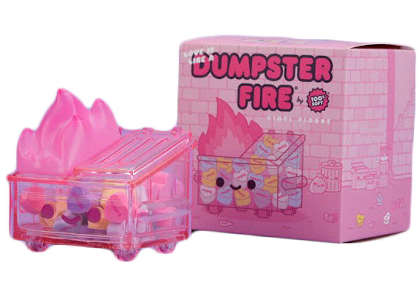 100% Soft Soft Dumpster Fire Valentines Day Edition Vinyl Figure Pink