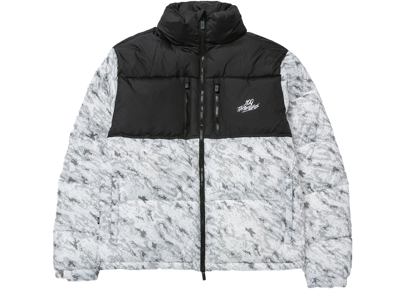 100 Thieves FW22 Puffer Jacket Black/Snow Camo