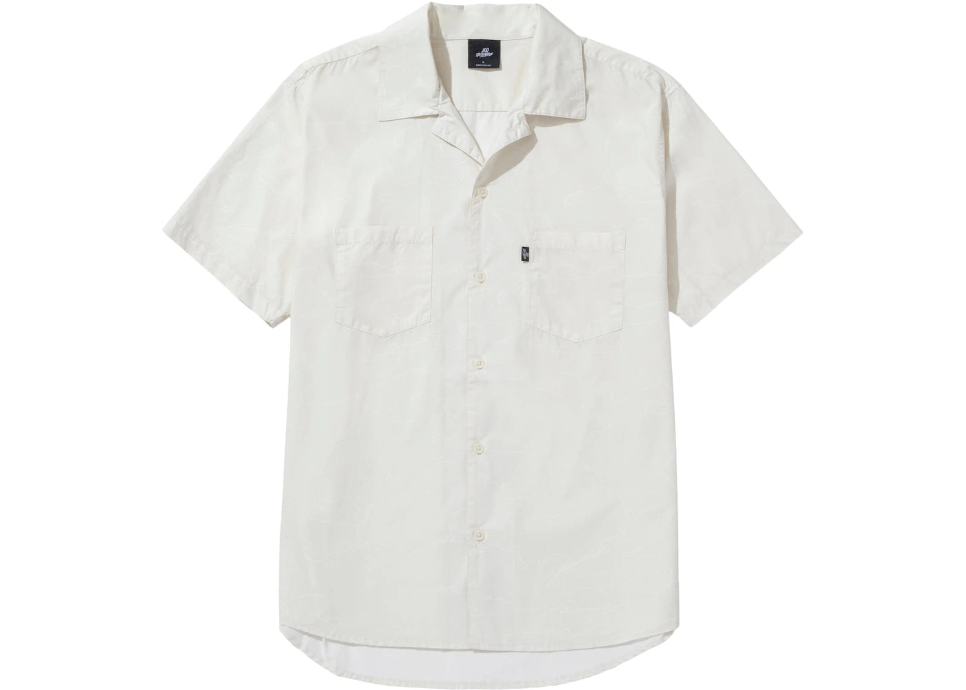 100 Thieves Foundations Geoprint Camp Collar Shirt Bone/White