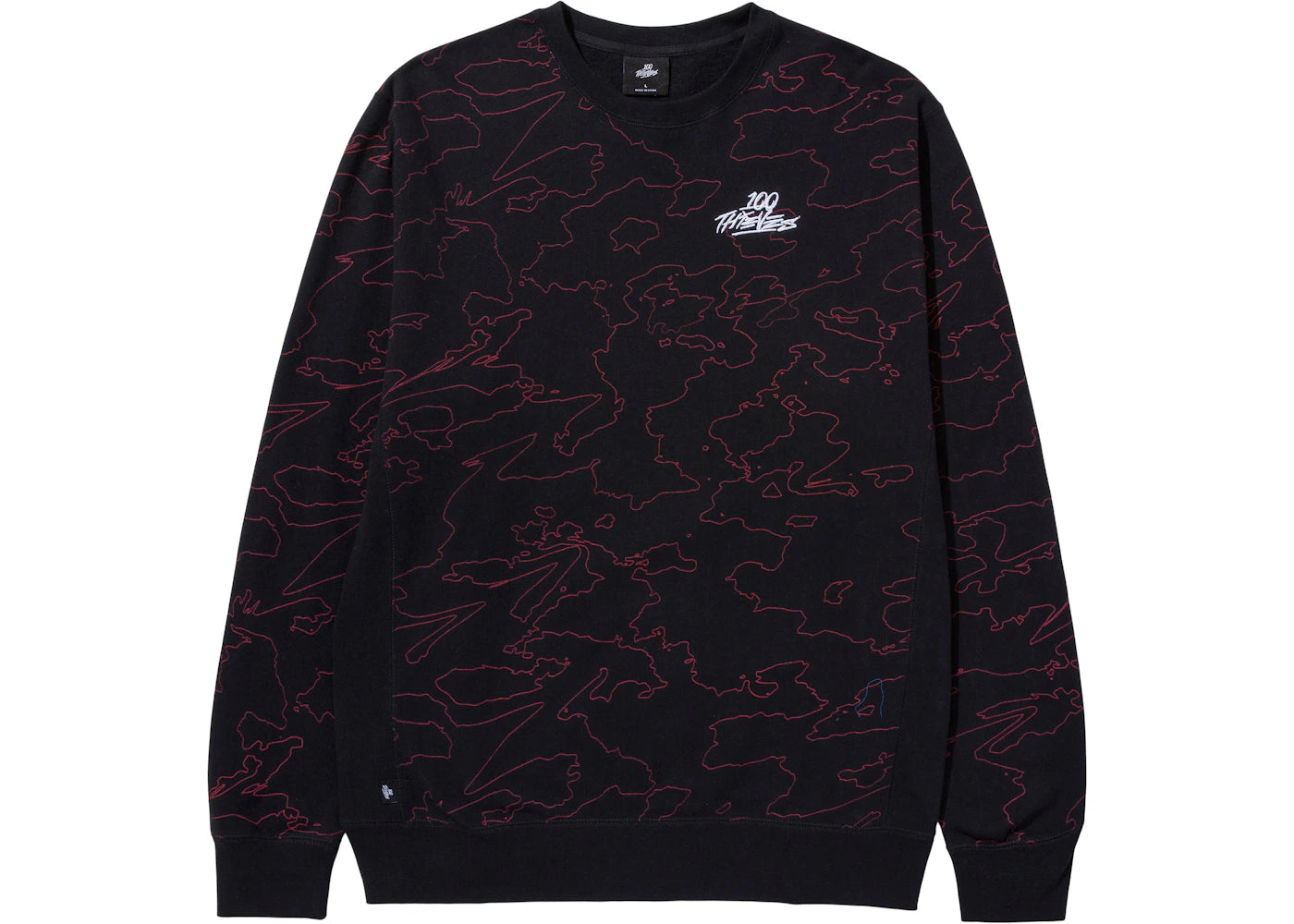 100 Thieves Foundations Geoprint Crewneck Black/Red
