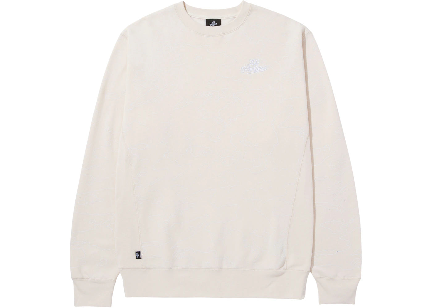 100 Thieves Foundations Geoprint Crewneck Bone/White