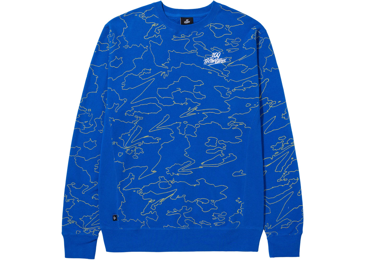 100 Thieves Foundations Geoprint Crewneck Royal/Yellow