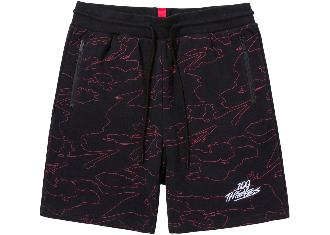 100 Thieves Foundations Geoprint Fleece Short Black/Red
