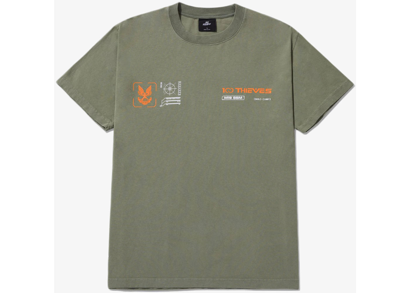 100 Thieves x Halo M19 SSM T-shirt Mil green