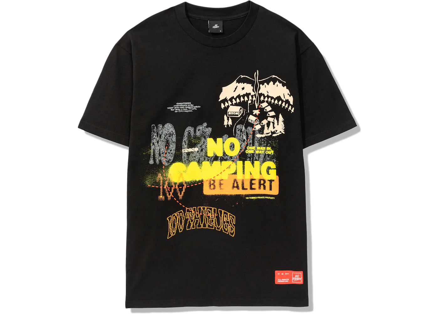 100 Thieves No Camping T-Shirt Black