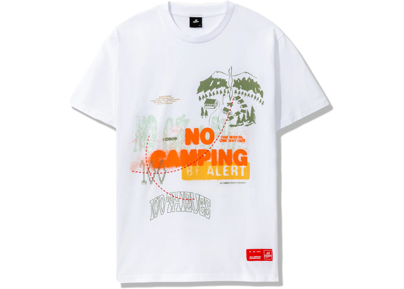 100 Thieves No Camping T-Shirt White