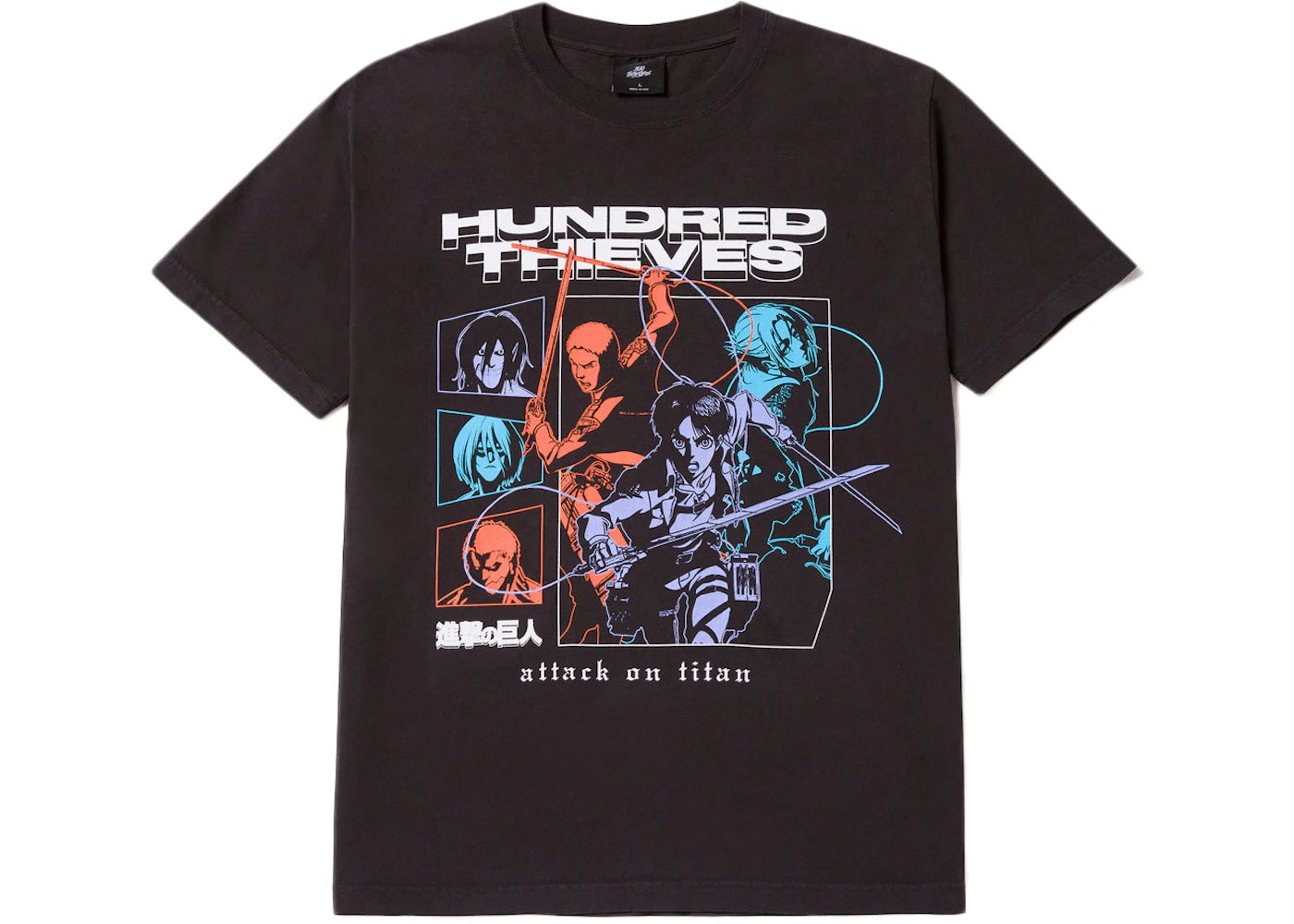 100 Thieves x Attack on Titan 3 Titans T-shirt Black