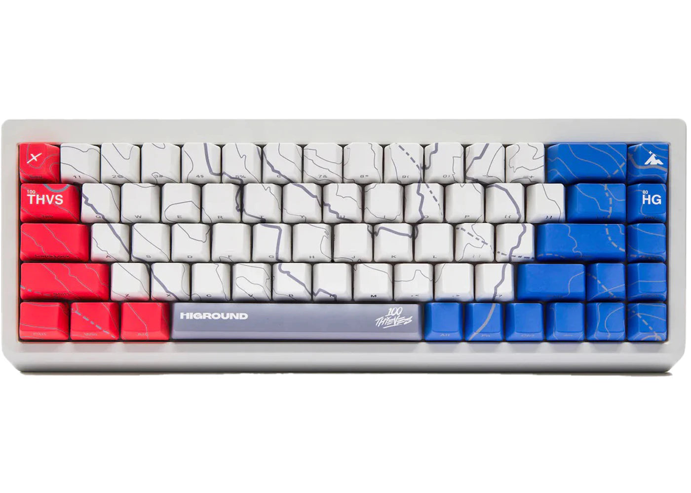 100 Thieves x Higround Summit 65 Cartograph Keyboard Red/White/Blue