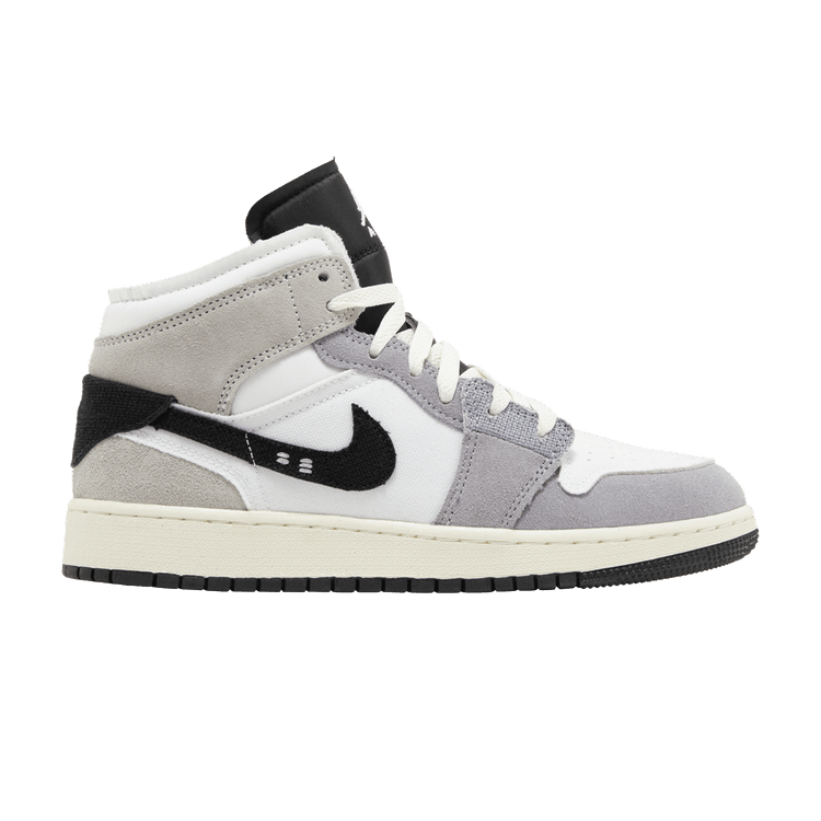 Jordan 1 Mid SE Craft White Cement Grey Black (GS)