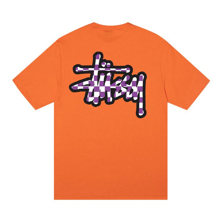 Stussy Checker Stock Tee Coral