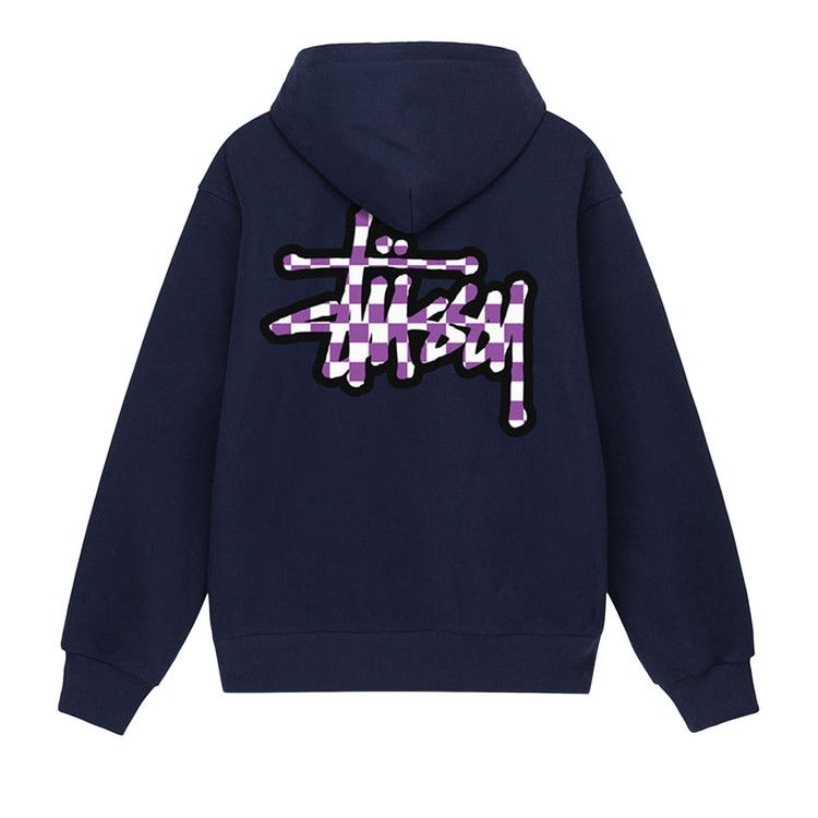 Stussy Checker Stock Hoodie Navy