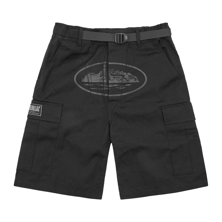 Corteiz Alcatraz Cargo Shorts 'Triple Black' - Side Kicks