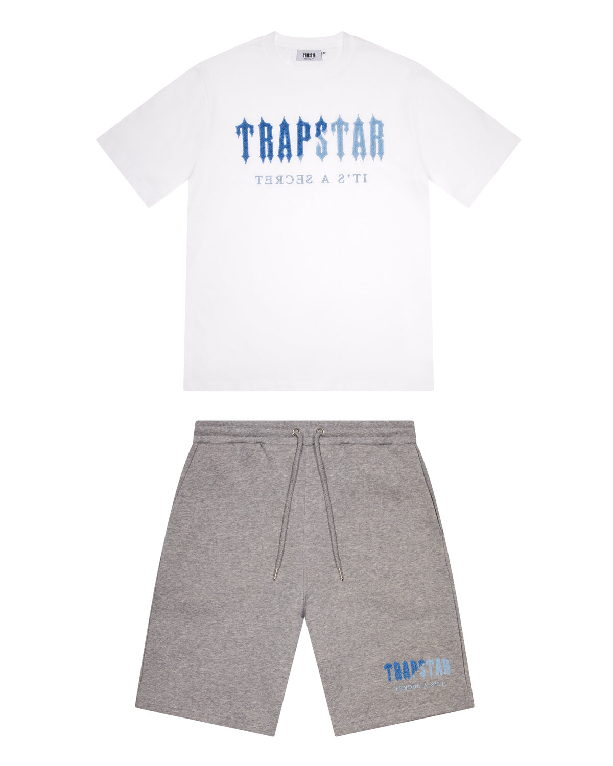 Trapstar Chenille Decoded Short Set - White/Blue