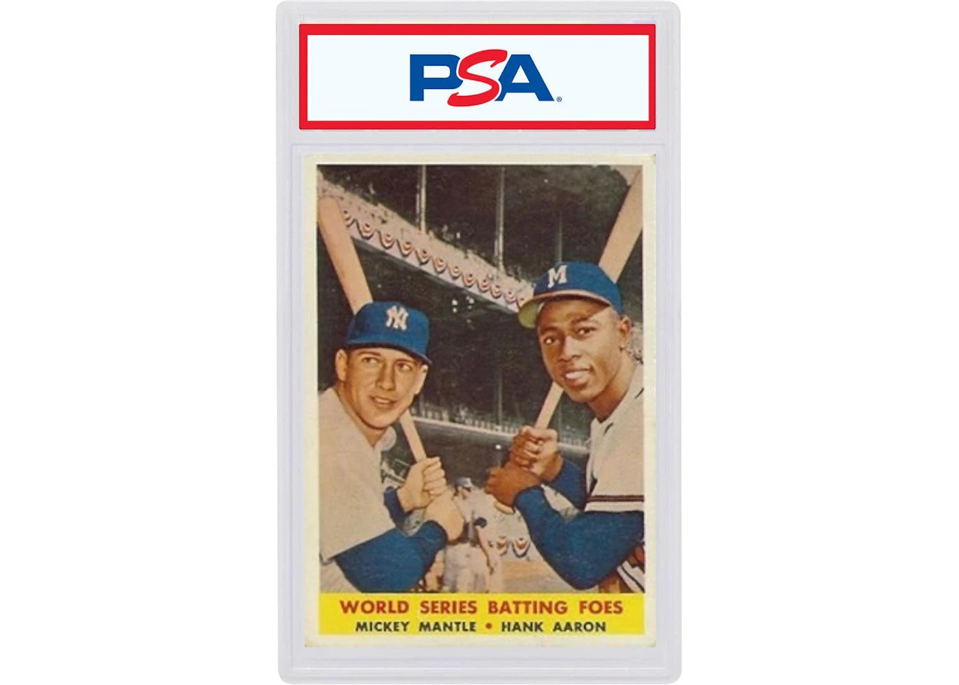 1958 Topps 418 Mickey Mantle/Hank Aaron World Series Batting Foes (PSA or BGS Graded)