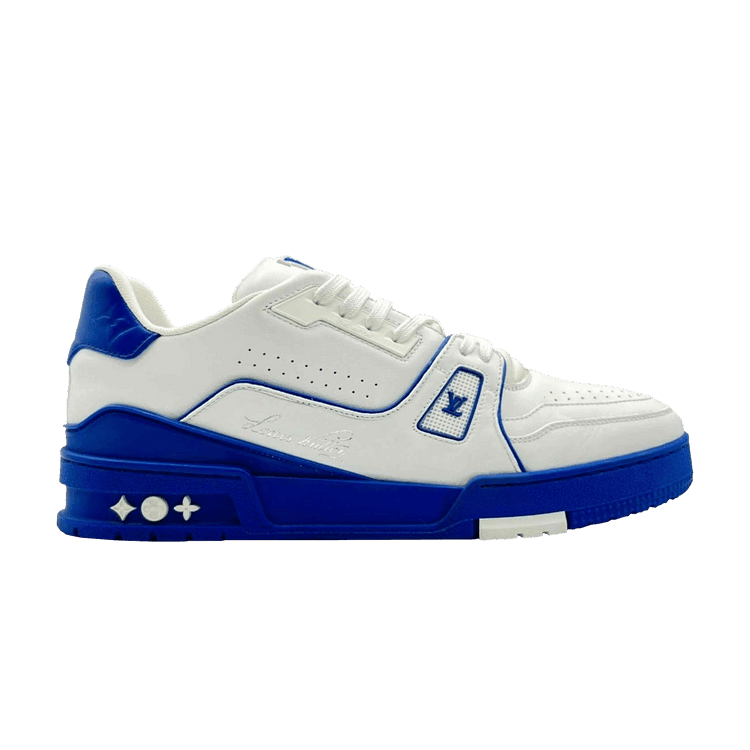Louis Vuitton Trainer White Blue Signature - Side Kicks