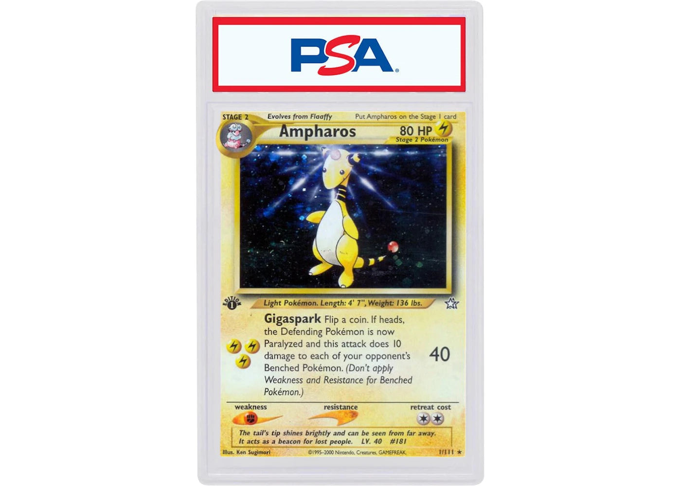 2000 Pokemon Neo Genesis 1st Edition 1 Ampharos-Holo (PSA or BGS Graded)