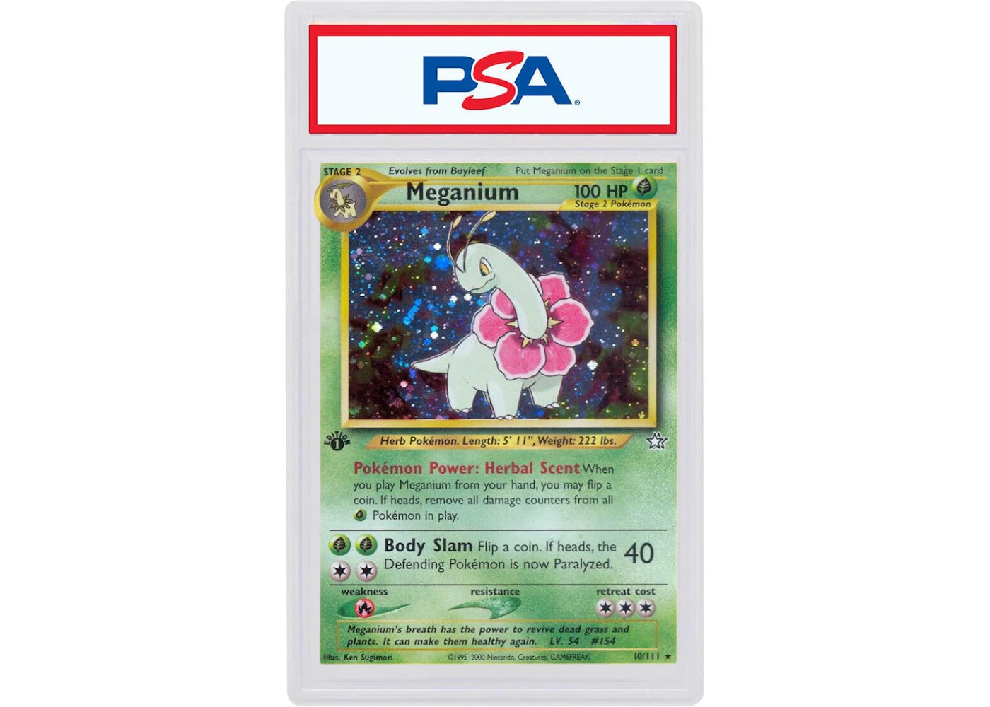 2000 Pokemon Neo Genesis 1st Edition 10 Meganium-Holo (PSA or BGS Graded)