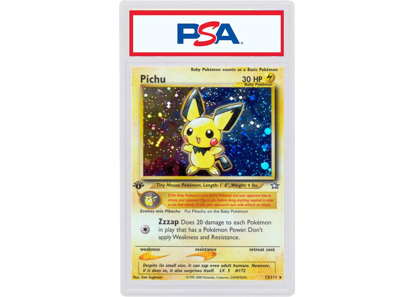 2000 Pokemon Neo Genesis 1st Edition 12 Pichu-Holo (PSA or BGS Graded)