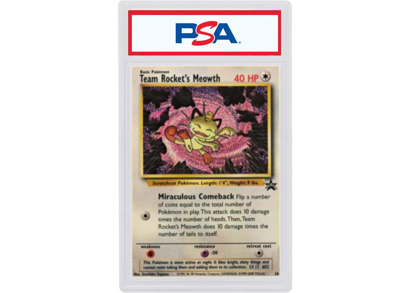 2000 Pokemon Promo Black Star 18 Team Rocket's Meowth Pokemon League (PSA or BGS Graded)