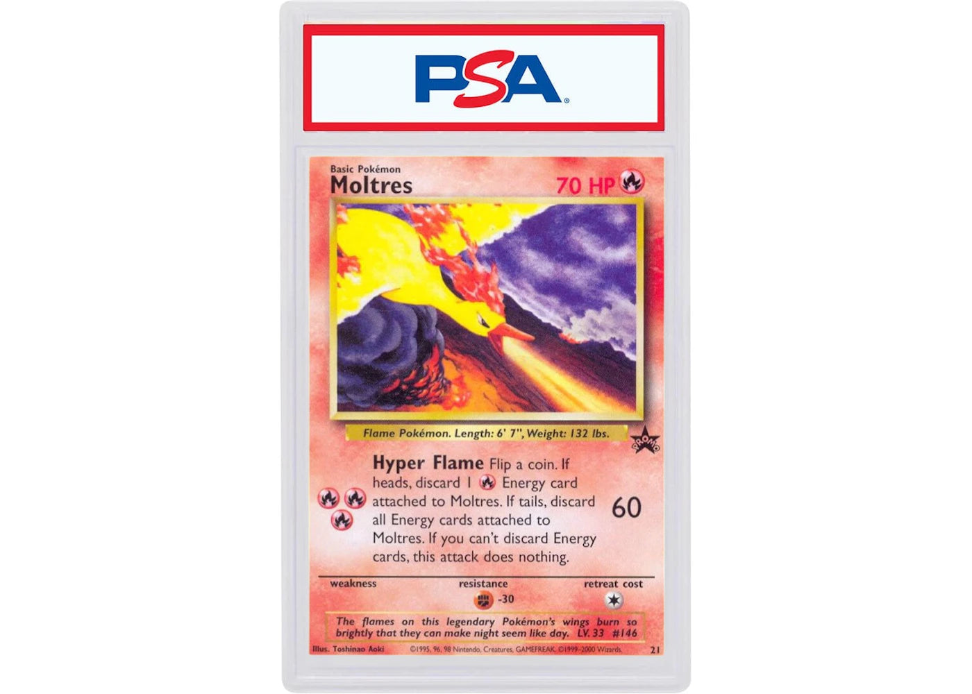 2000 Pokemon Promo Black Star 21 Moltres Toshinao Aoki Error (PSA or BGS Graded)