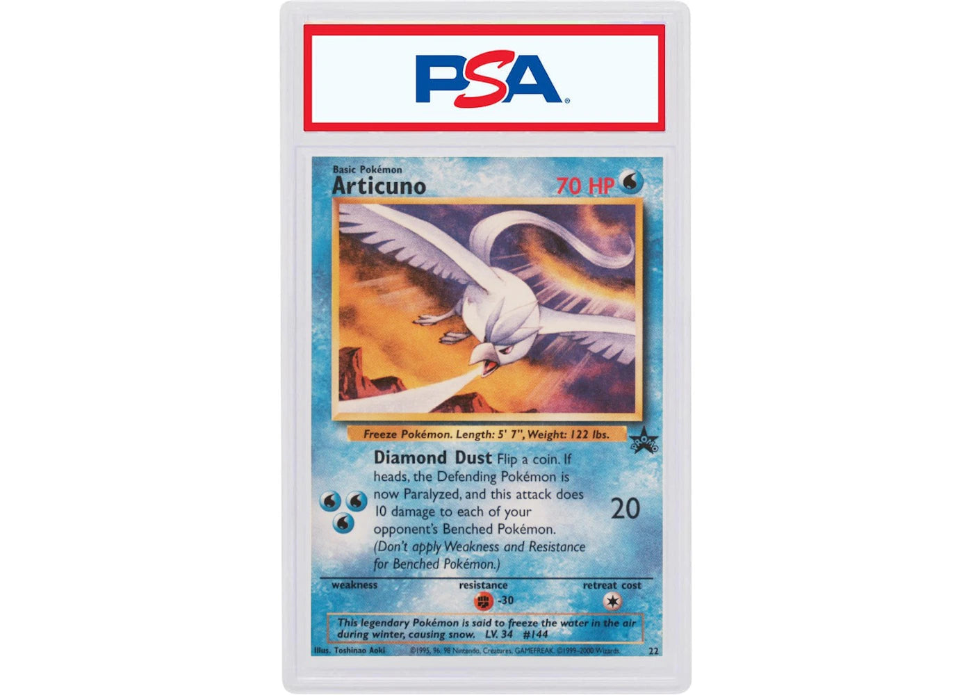 2000 Pokemon Promo Black Star 22 Articuno Toshinao Aoki Error (PSA or BGS Graded)