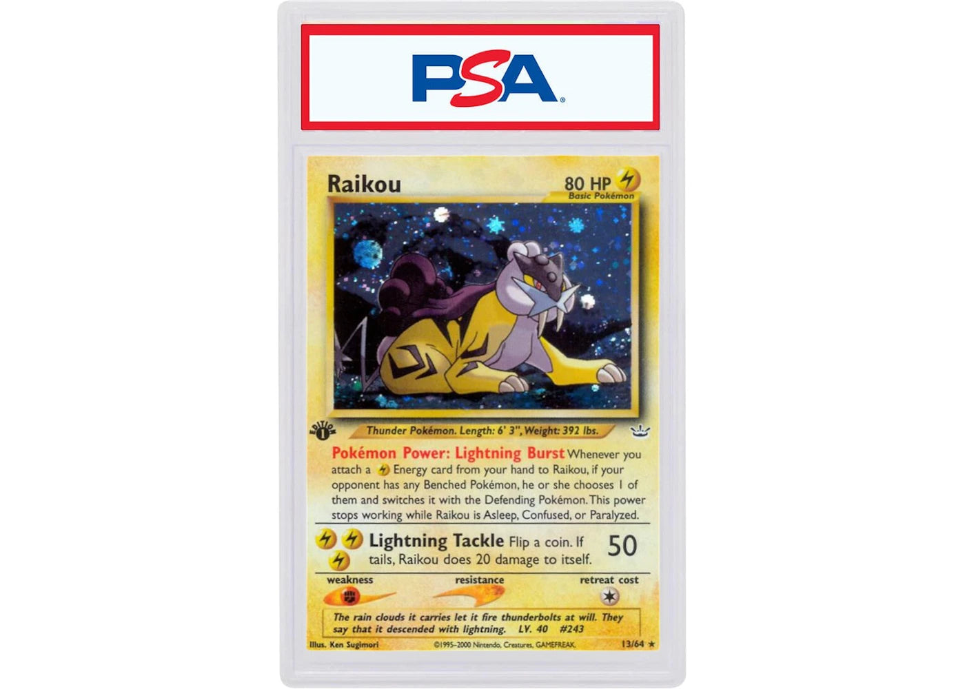 2001 Pokemon Neo Revelation 1st Edition 13 Raikou-Holo (PSA or BGS Graded)
