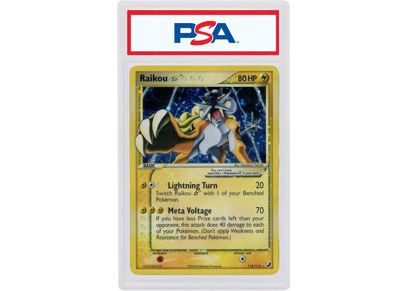 2005 Pokemon ex Unseen FoRCes 114 Raikou-Holo Gold Star (PSA or BGS Graded)