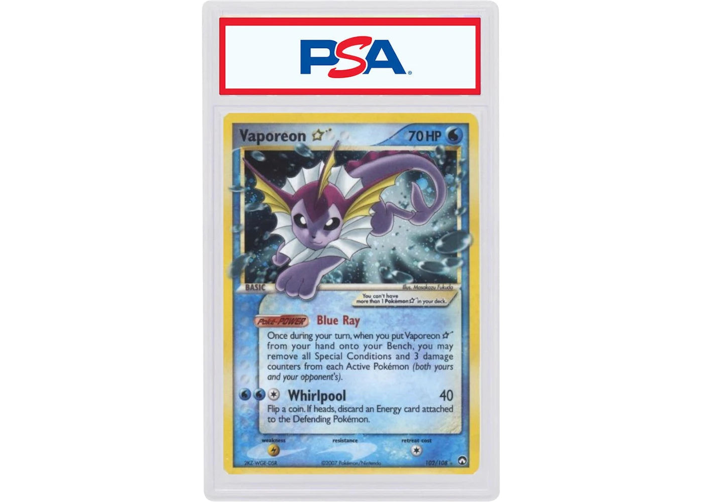 2007 Pokemon ex Power Keepers 102 Vaporeon-Holo Gold Star (PSA or BGS Graded)