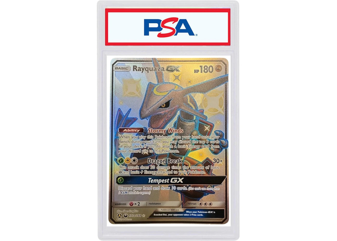 2018 Pokémon Sun & Moon Celestial Storm 177A Full Art/Rayquaza GX 2019 Yellow A Hidden Fates Premium Collection (PSA or BGS Graded)