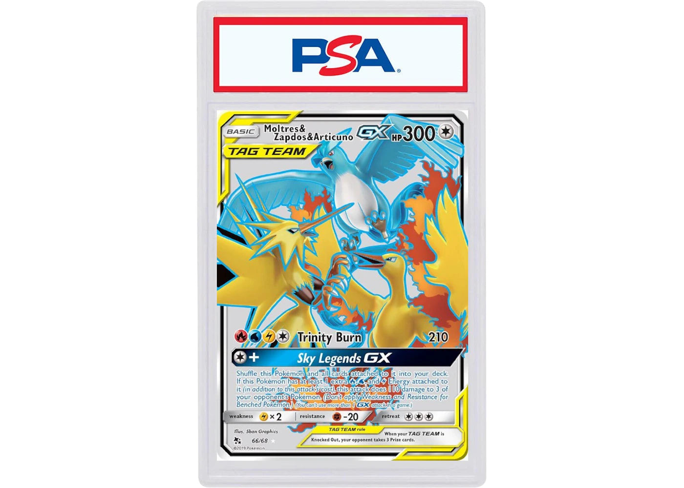 2019 Pokémon Sun & Moon Hidden Fates 66 Full Art/Moltres & Zapdos & Articuno GX (PSA or BGS Graded)