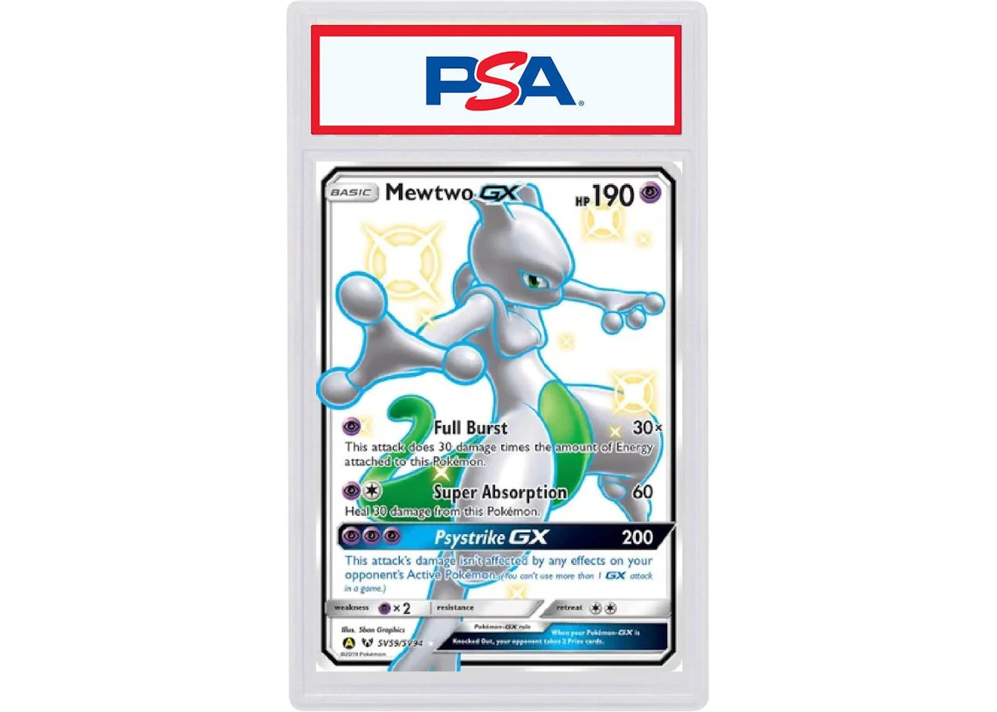 2019 Pokémon Sun & Moon Hidden Fates SV59 Full Art/Mewtwo GX (PSA or BGS Graded)