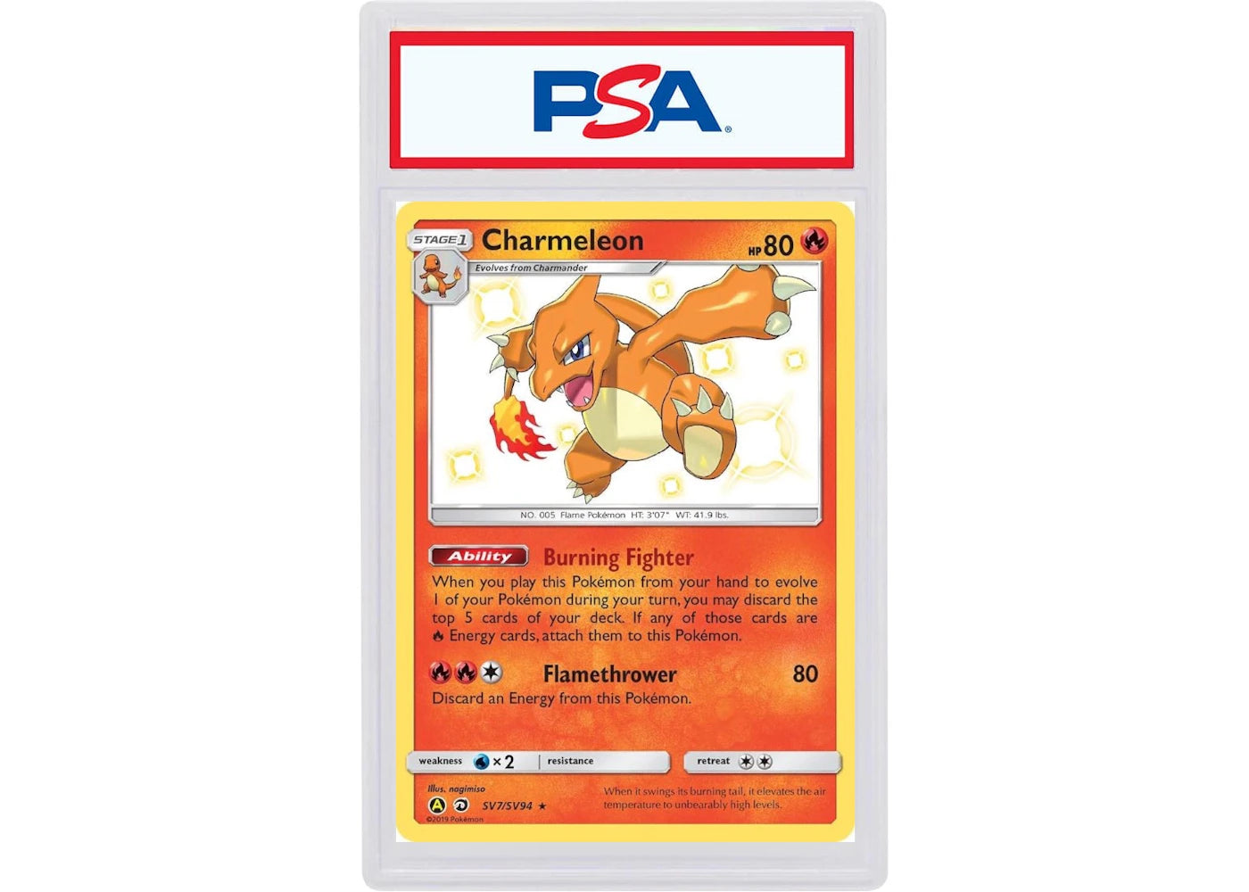 2019 Pokemon Sun & Moon Hidden Fates Sv7 Charmeleon-Holo (PSA or BGS Graded)
