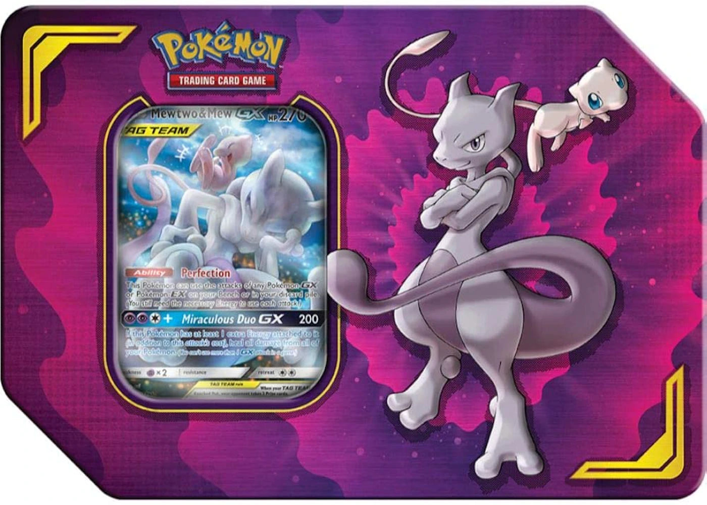 2019 Pokemon TCG Power Partnership Tin Mewtwo & Mew GX