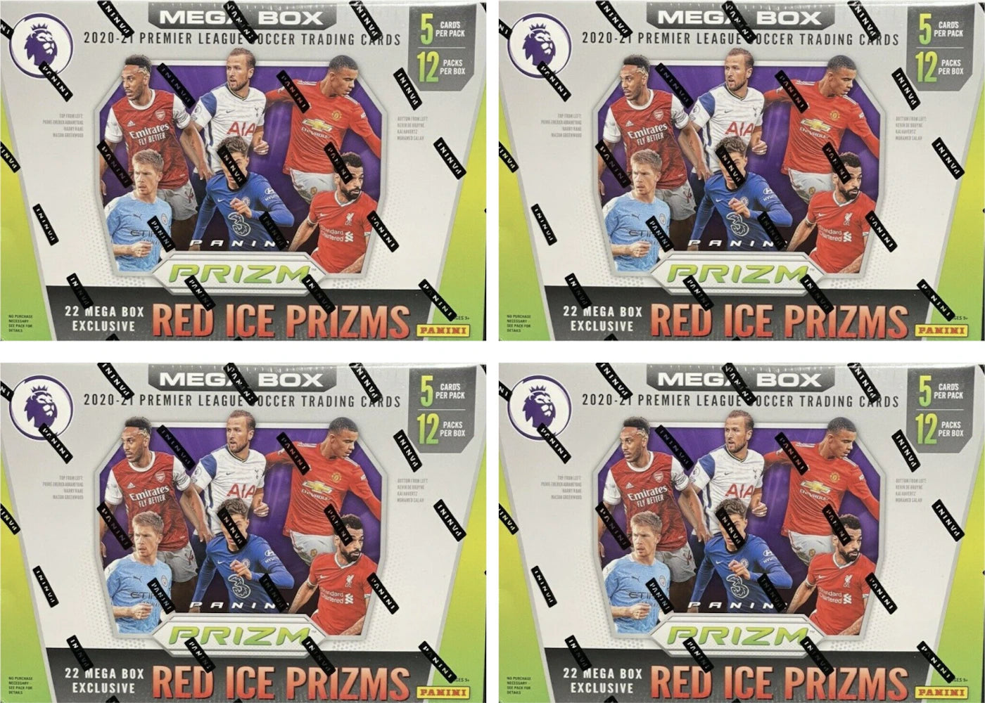 2020-21 Panini Prizm Premier League Soccer Mega Box (Red Ice Prizms) 4x Lot