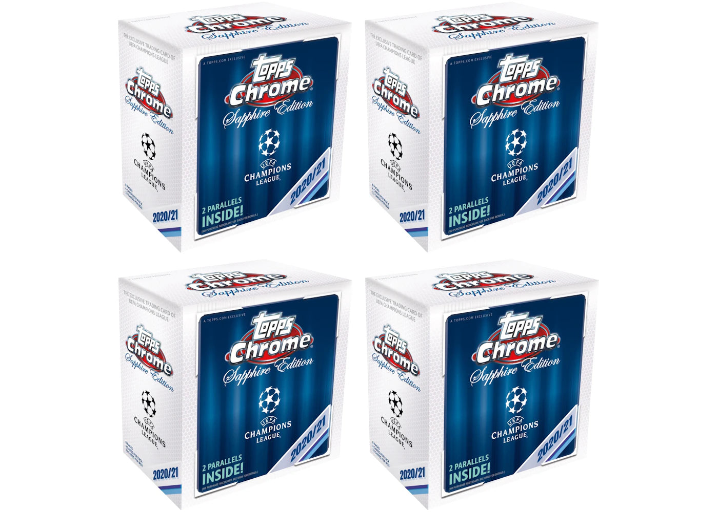 2020-21 Topps Chrome UEFA Champions League Sapphire Edition Soccer Box 4x Lot
