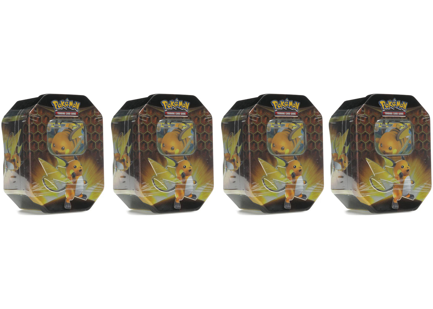 2019 Pokemon Hidden Fates Raichu Tin 4x Lot