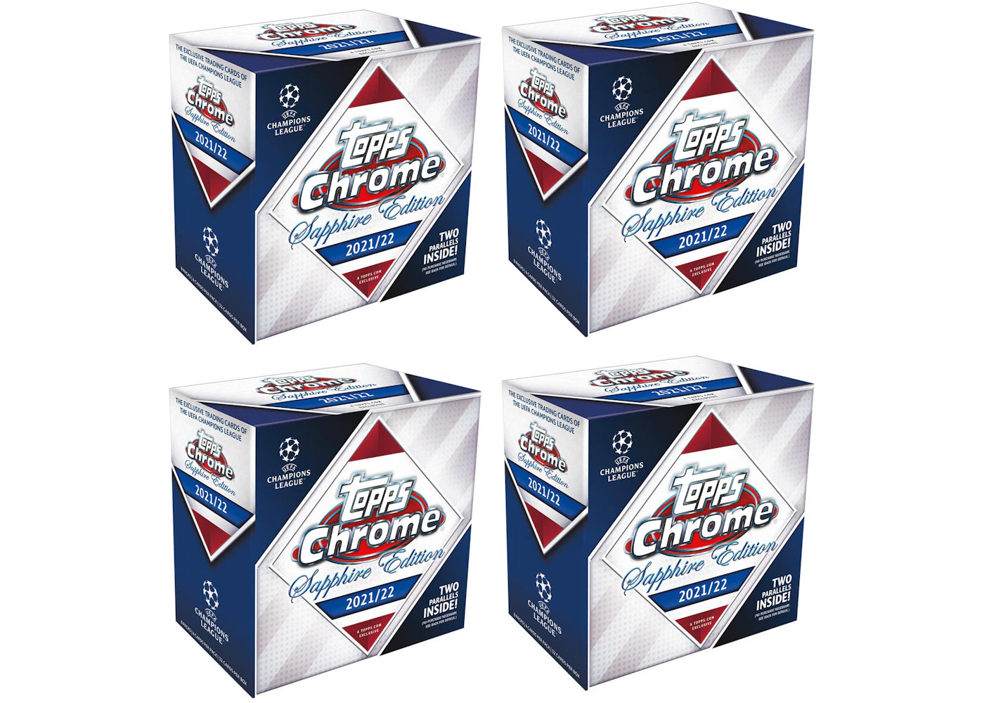 2021-22 Topps Chrome UEFA Champions League Sapphire Edition Soccer Box 4x Lot