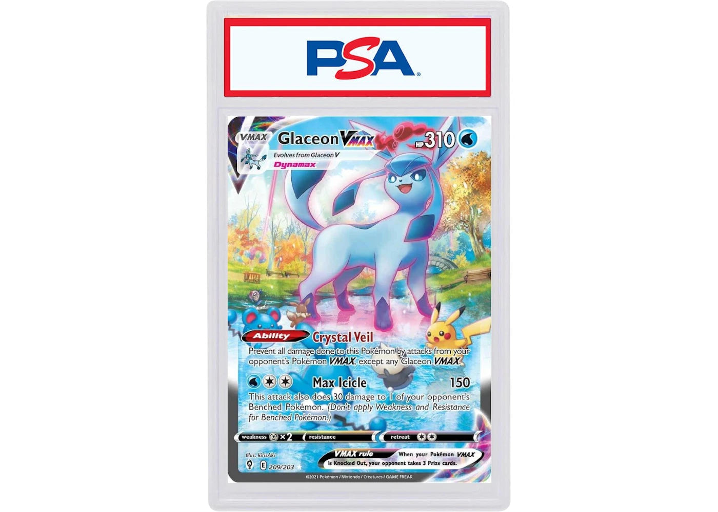 2021 Pokemon Sword & Shield Evolving Skies 209 Full Art/Glaceon VMAX Secret (PSA or BGS Graded)