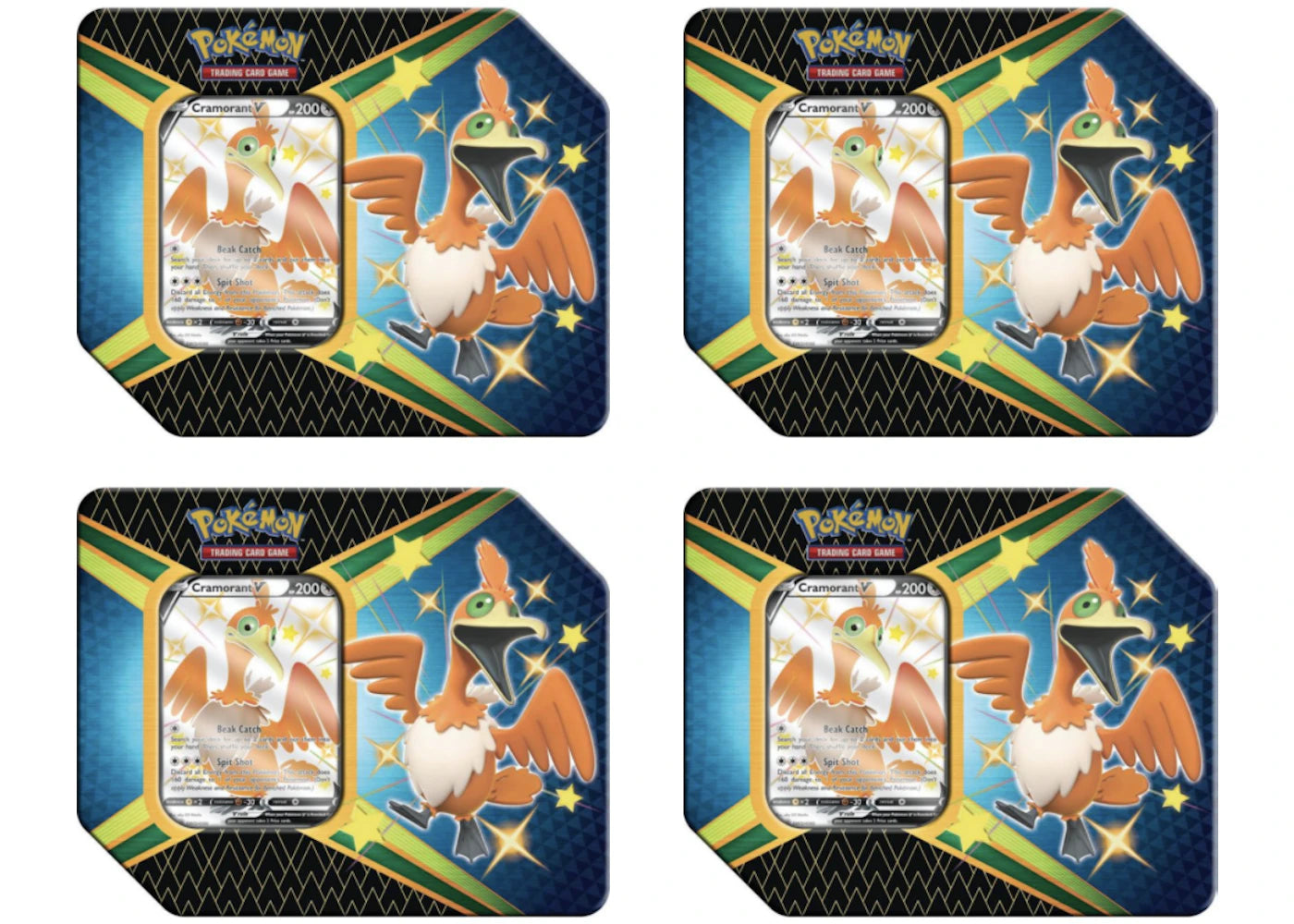 Pokémon TCG Sword & Shield Shining Fates Cramorant V Tin 4X Lot (6 Booster Packs)