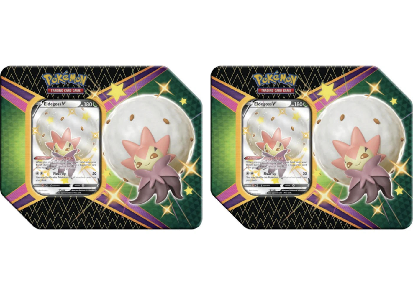 Pokémon TCG Sword & Shield Shining Fates Eldegoss V Tin 2X Lot (6 Booster Packs)