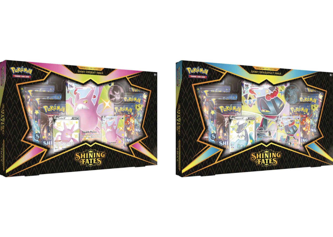 Pokémon TCG Sword & Shield Shining Fates Premium Collection 2X Lot Shiny Crobat VMAX/Shiny Dragapult VMAX