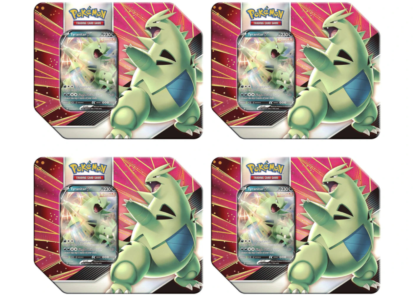 Pokémon TCG V Strikers Tyranitar V Tin 4x Lot
