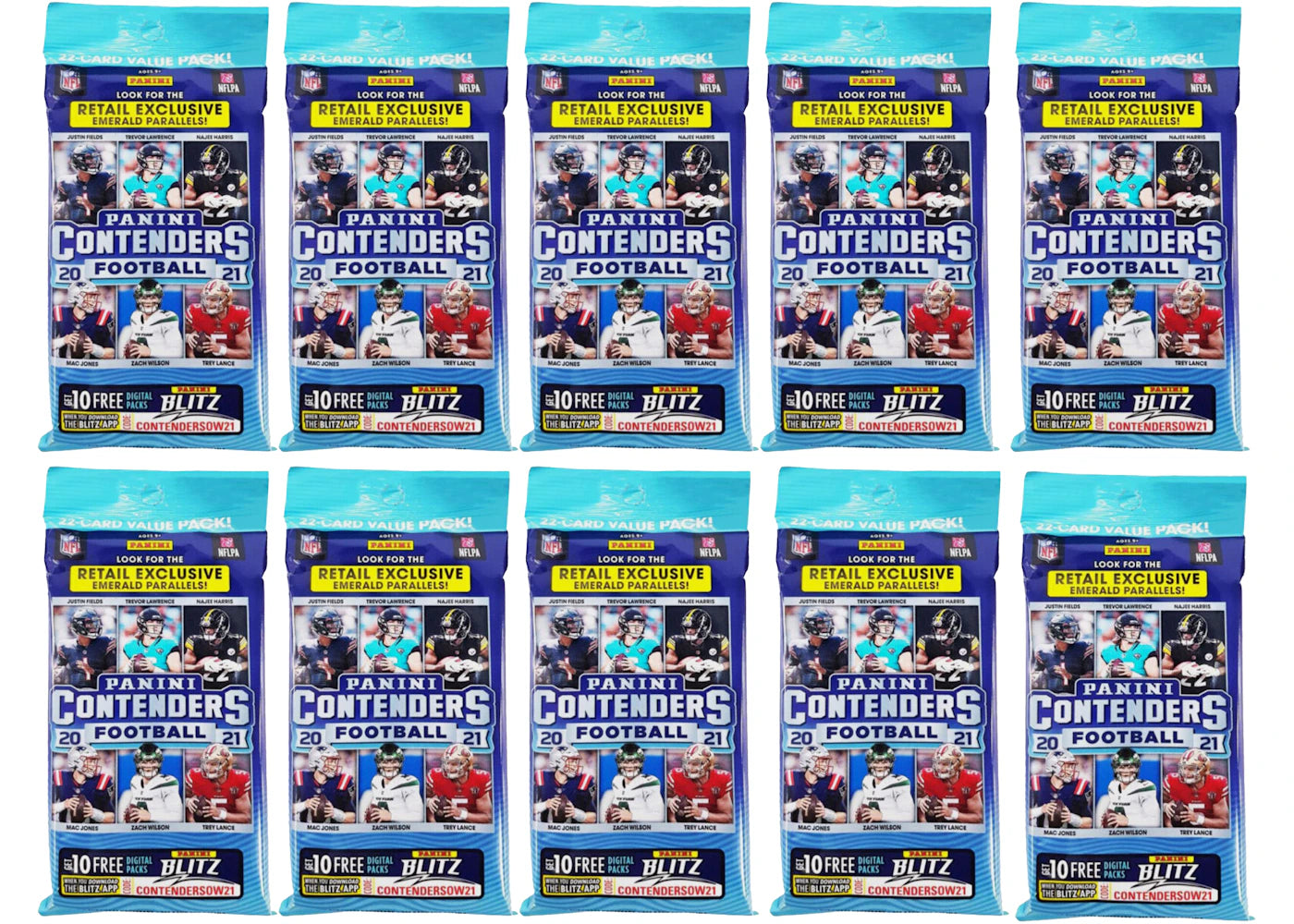 2022 Panini Contenders Football Value Pack 10x Lot